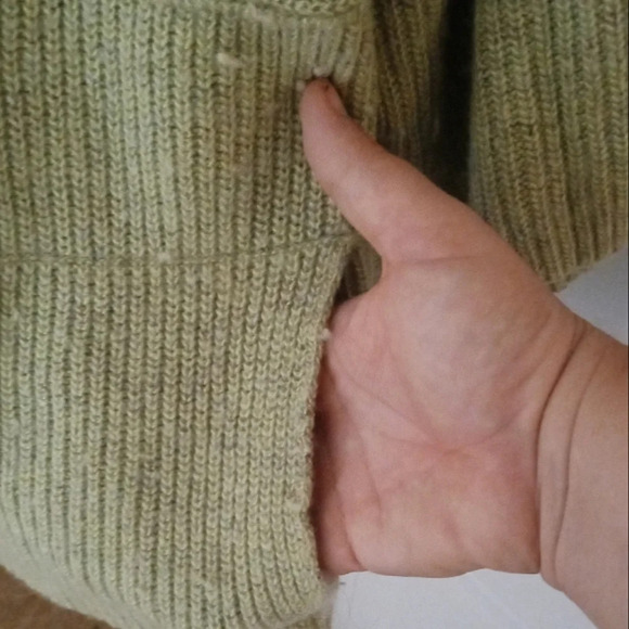 J. Jill Light Green Rib Knit Boxy Fit Wool Linen Blend Sweater Size Large - Picture 8 of 8